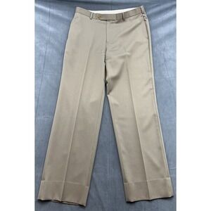 Brooks Brothers Madison Dress Pants Mens 36x32 Brown Flat Front Slacks STAINS